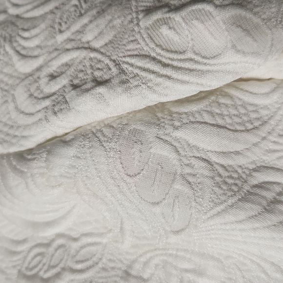 Ambition Vintage Chic Jacquard Ivory Cropped 3/4 Sleeve Blazer Jacket Size M - Picture 12 of 14